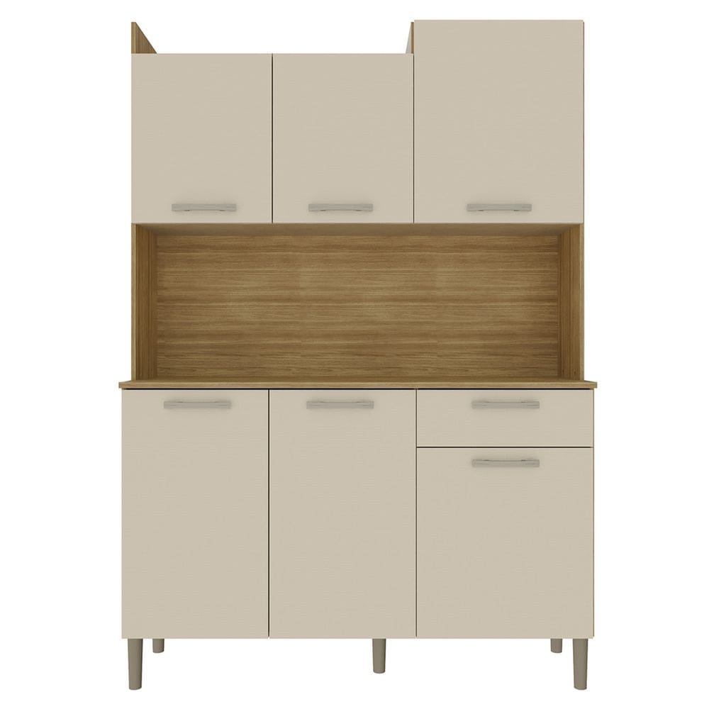 Armário de Cozinha Compacta 121cm Pádua Plus Freijó/Soft Z06 - Mpozenato