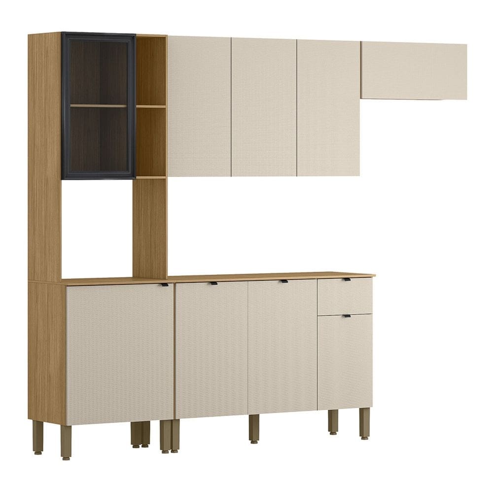 Cozinha Compacta Com Balcão 251cm Laura Plus Soft/Freijó Z06 - Mpozenato