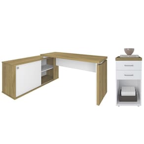 Mesa Escrivaninha Em L Sharp E Gaveteiro 2 Gavetas Tok A06 Olmo-branco - Mpozenato