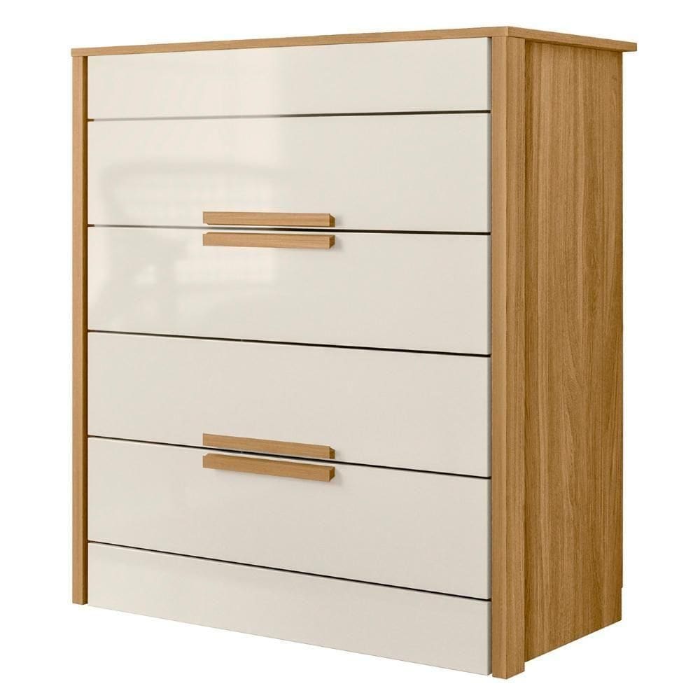 Cômoda Para Quarto 4 Gavetas 86cm Pavia M07 Freijó-off White - Mpozenato