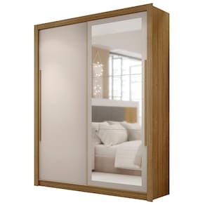 Guarda Roupa Solteiro Com Espelho Dubai Nature-fendi - Vila Rica