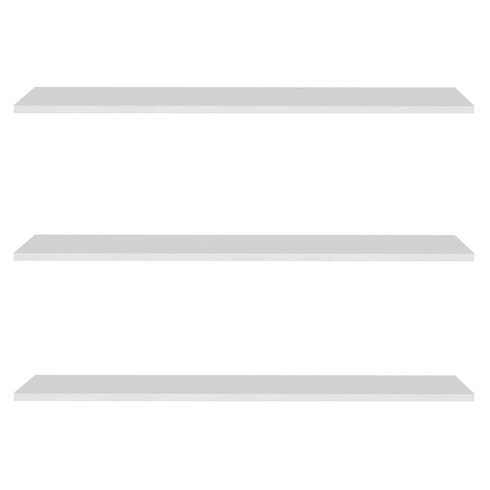 Prateleira Flutuante De Quarto Infantil Kit 3 Suporte Invisível 68cm Yara Branco - Lumil