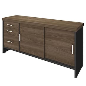 Balcão Para Escritório 160cm Tamburato A06 Marrom-preto - Mpozenato