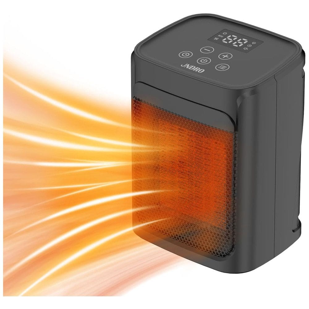 Aquecedor Portátil JNDRO 1500W/750W Silencioso com Termostato Ajustável, Aquecimento Rápido para Ambientes Internos, Escritório, Mesa,