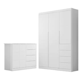 Jogo De Quarto Infantil Guarda Roupa E Cômoda Eloá Branco - Phoenix
