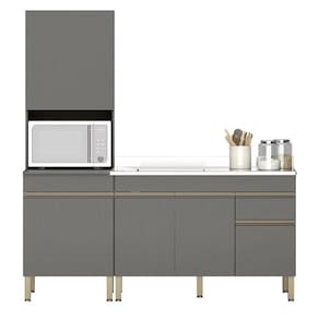 Paneleiro E Balcão Gabinete Com Pia 120cm Lina K02 Gris - Mpozenato
