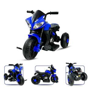 Triciclo Infantil 2 em 1 Elétrico e Pedal com som música e Farol Bivolt Azul