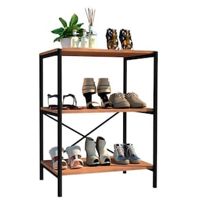 Sapateira Multiuso Hall De Entrada 60cm 3 Prateleiras Padova Demolição-preto - Artefamol