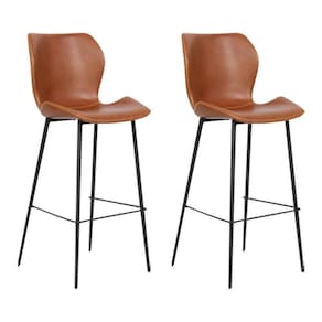 Kit 2 Banquetas Alta Com Encosto Para Bancada Cozinha Penha R02 Sintético Marrom - Mpozenato