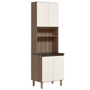 Paneleiro De Cozinha Para Micro-ondas Maly N03 Carvalho-off White - Mpozenato