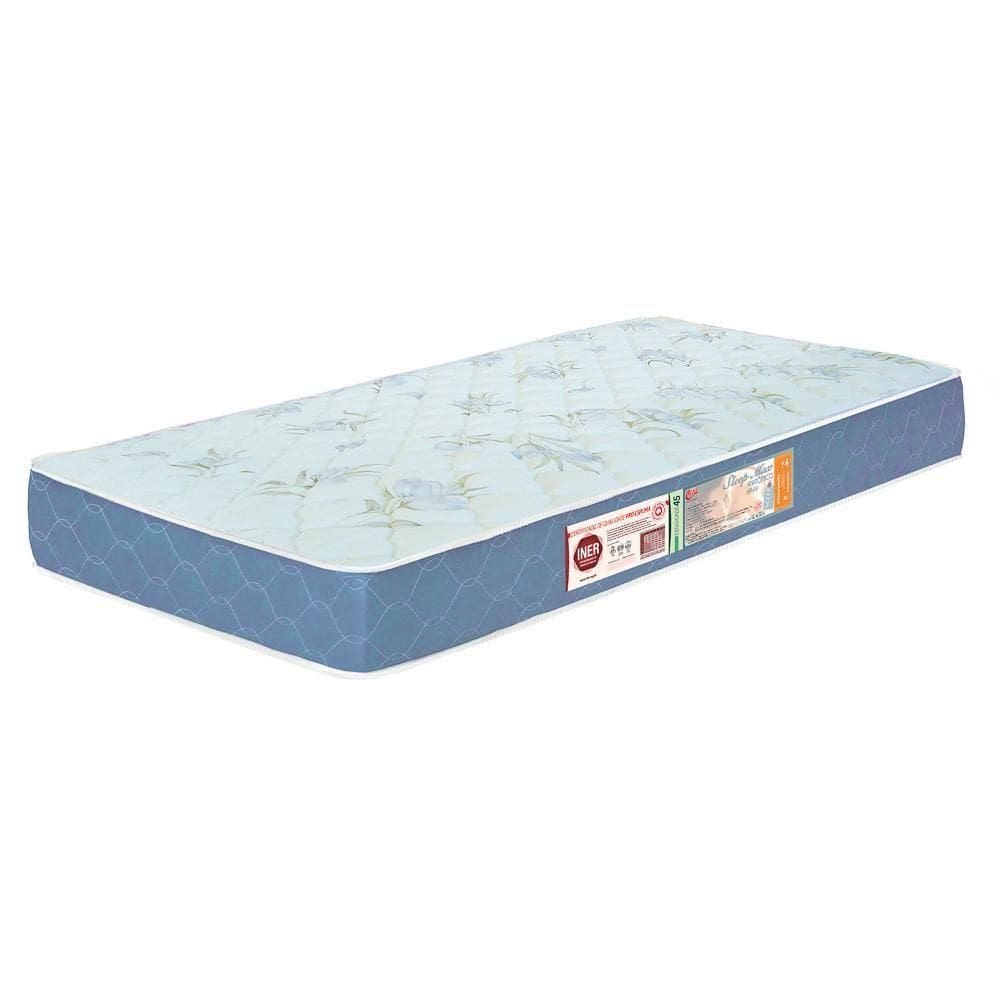Colchão Solteiro Sleep Max Espuma D45 88x188x25cm Branco-azul - Castor