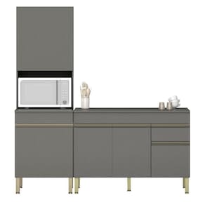 Paneleiro E Balcão Gabinete Com Tampo 120cm Lina K02 Gris - Mpozenato