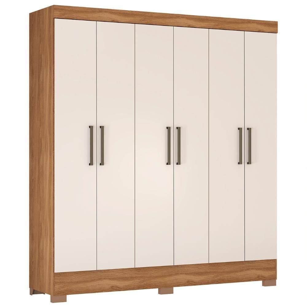 Guarda Roupa Casal 180cm 6 Portas Vanci D02 Amêndola-off - Mpozenato