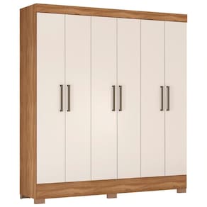 Guarda Roupa Casal 180cm 6 Portas Vanci D02 Amêndola-off - Mpozenato