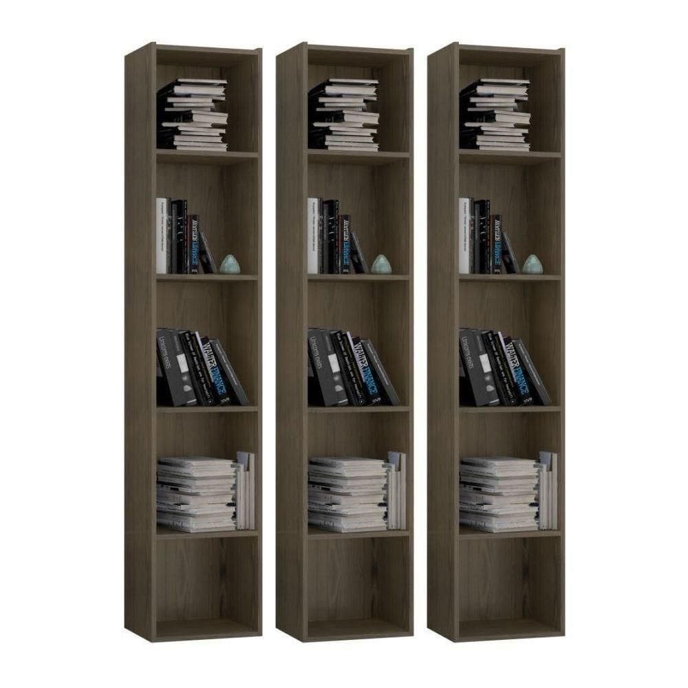 Kit 3 Estantes Livreiro 4 Prateleiras Janaína Castanho - Ajl Móveis