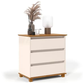 Cômoda Para Quarto 3 Gavetas 68cm Ej Off White-freijó - Ej Móveis