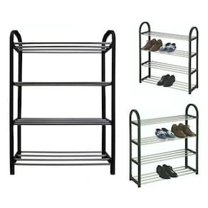 Sapateira 4 Andares Plastico Metal Preta