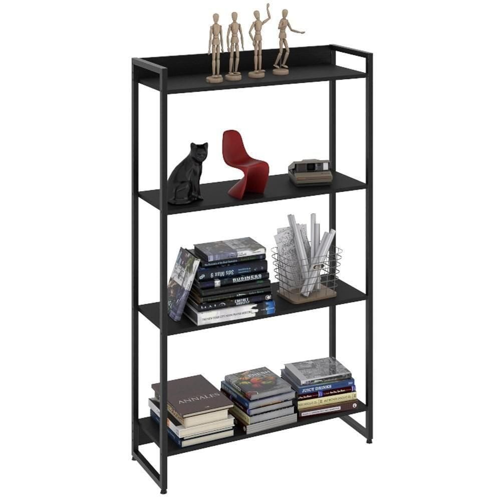 Estante Livreiro Dynamica Industrial 80cm 4 Prateleiras C08 Preto ônix - Mpozenato