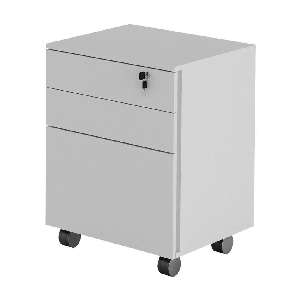 Gaveteiro 3 Gavetas Com Rodízios Me4148 Branco - Tecno Mobili