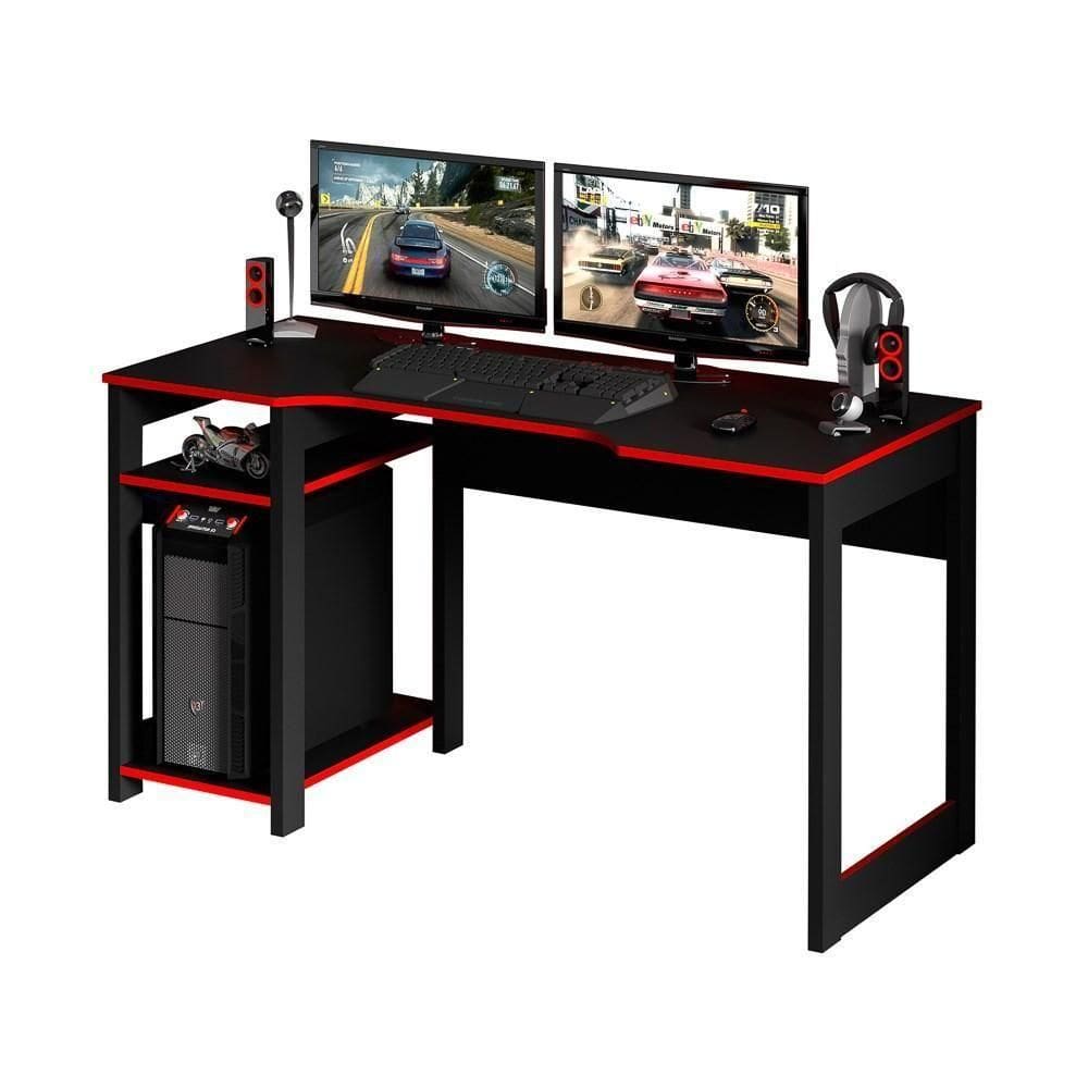 Mesa Para Gamer Me4152 Preto-vermelho - Tecno Mobili
