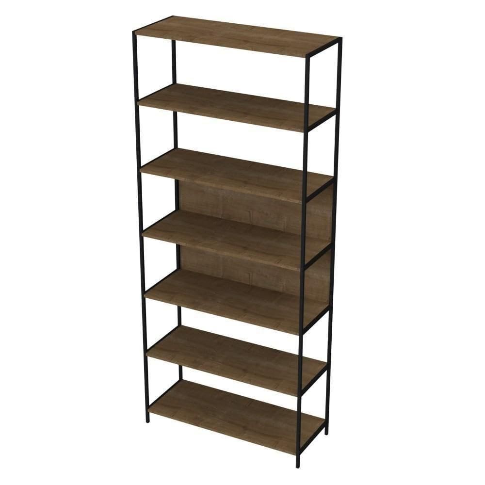 Estante Livreiro Steel Quadra 27809 6 Prateleiras Vermont Base Preta - Artesano