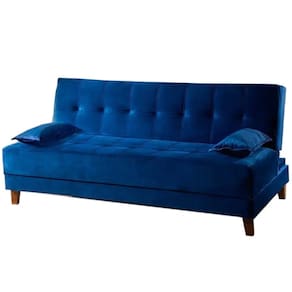 Sofá Cama Arpoador 2 Lugares 185cm Tecido Suede Innove Cor Azul