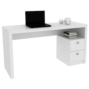 Mesa Para Escrivaninha 2 Gavetas Me4130 Branco - Tecno Mobili