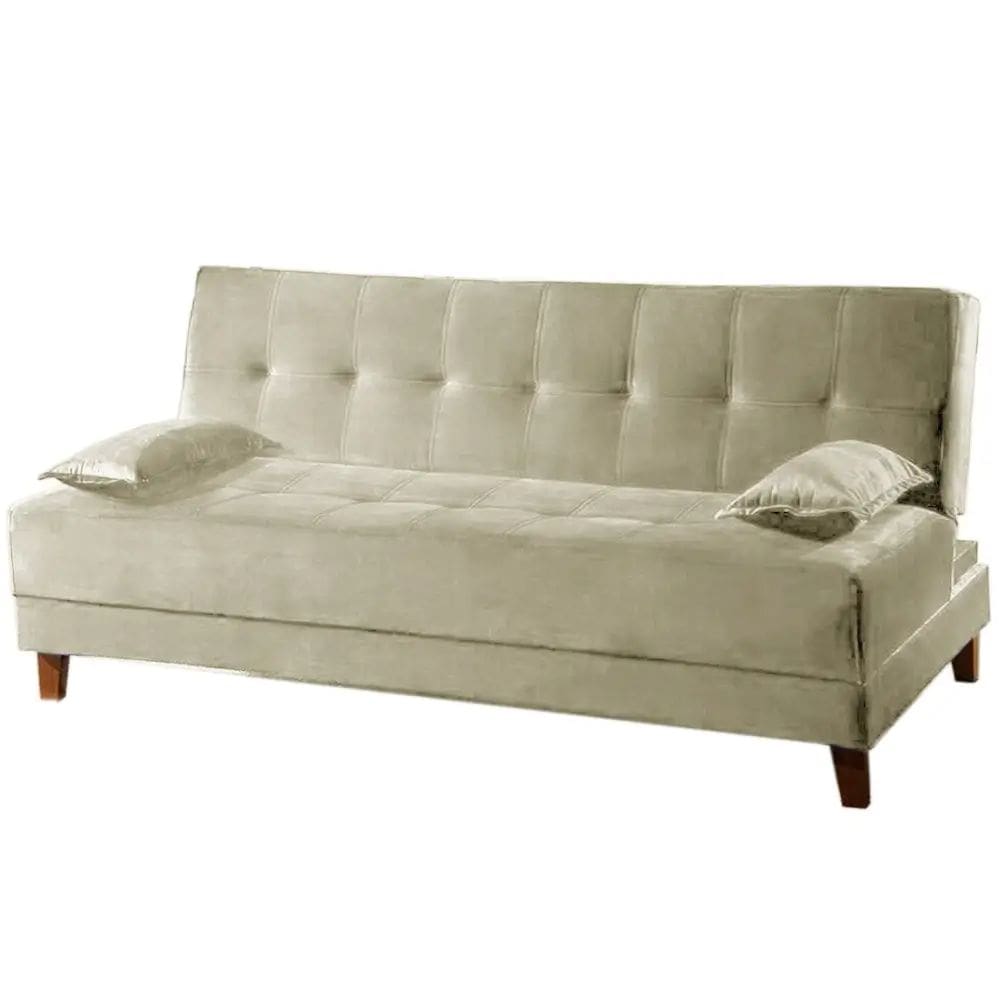 Sofá Cama Arpoador 2 Lugares 185cm Tecido Suede Innove Cor Bege