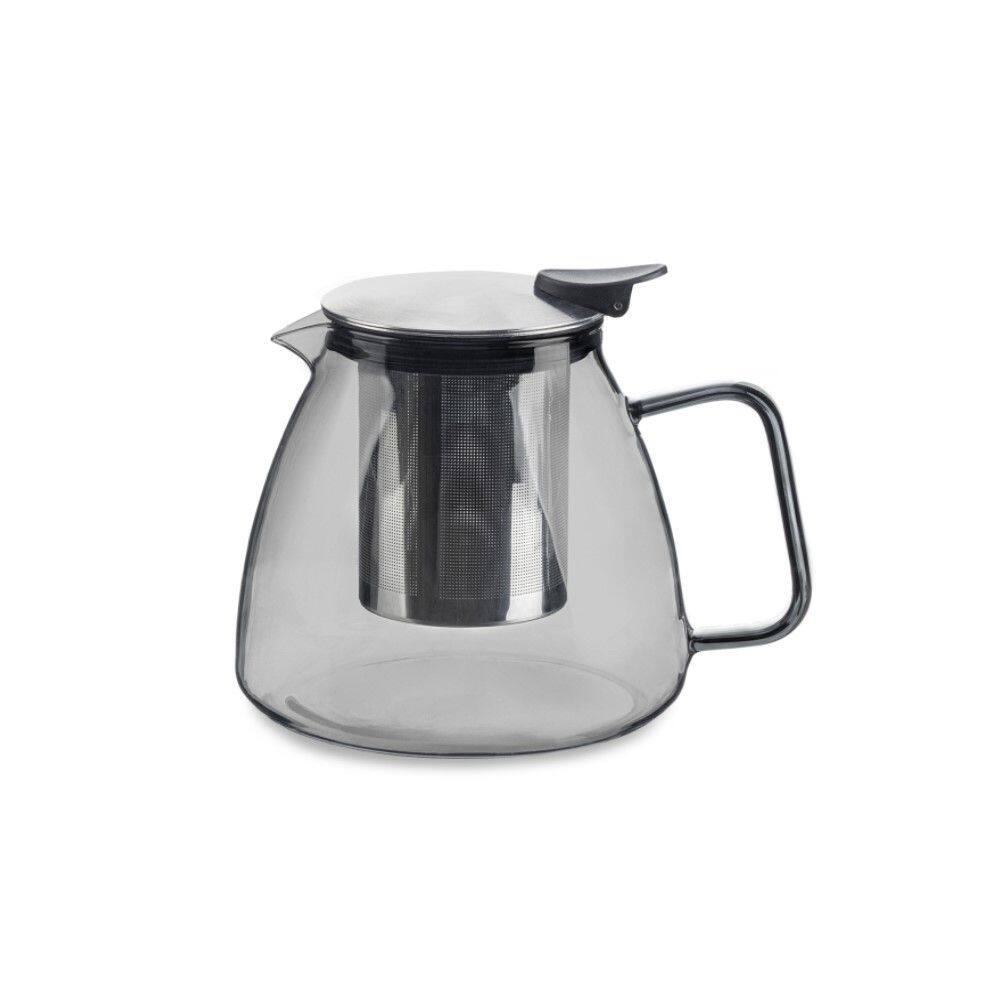 Bule para Chá 1L em Vidro e Aço Inox com Infusor Fumê Oxford