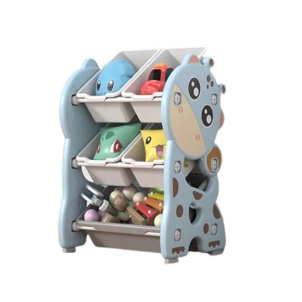 Estante Infantil Porta Treco Organizadora De Brinquedos Girafinha Azul Quarto Do Bebe