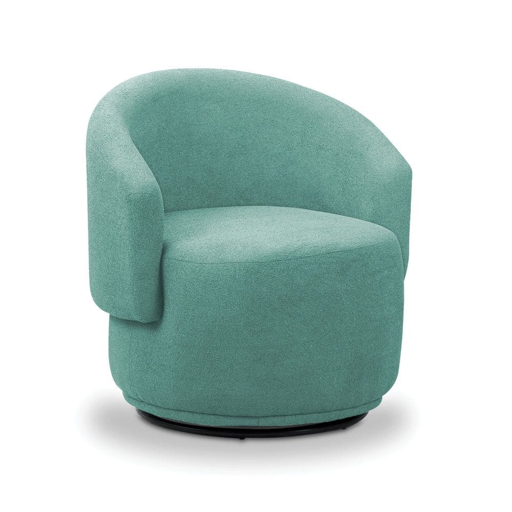 Poltrona Decorativa Orgânica Giratória Névoa Bouclê Azul Turquesa E03 - D`Rossi