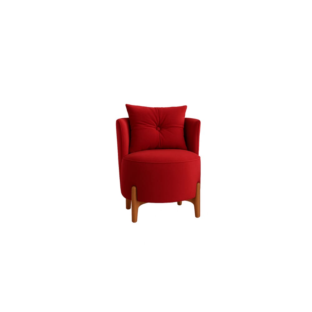 Poltrona Orgânica Curva Luna Veludo Vermelho - Montanaris Decor