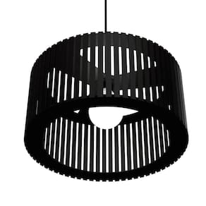 Luminária Pendente Berlim Modelo Ripado Preta