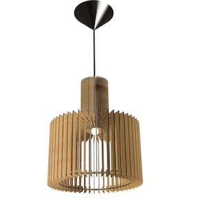 Luminária Teto Tipo Pendente Moscou Mdf Completa - Cor:mdf Cru