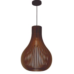 Luminária Teto Tipo Pendente Madri Mdf Completa - Cor:marrom