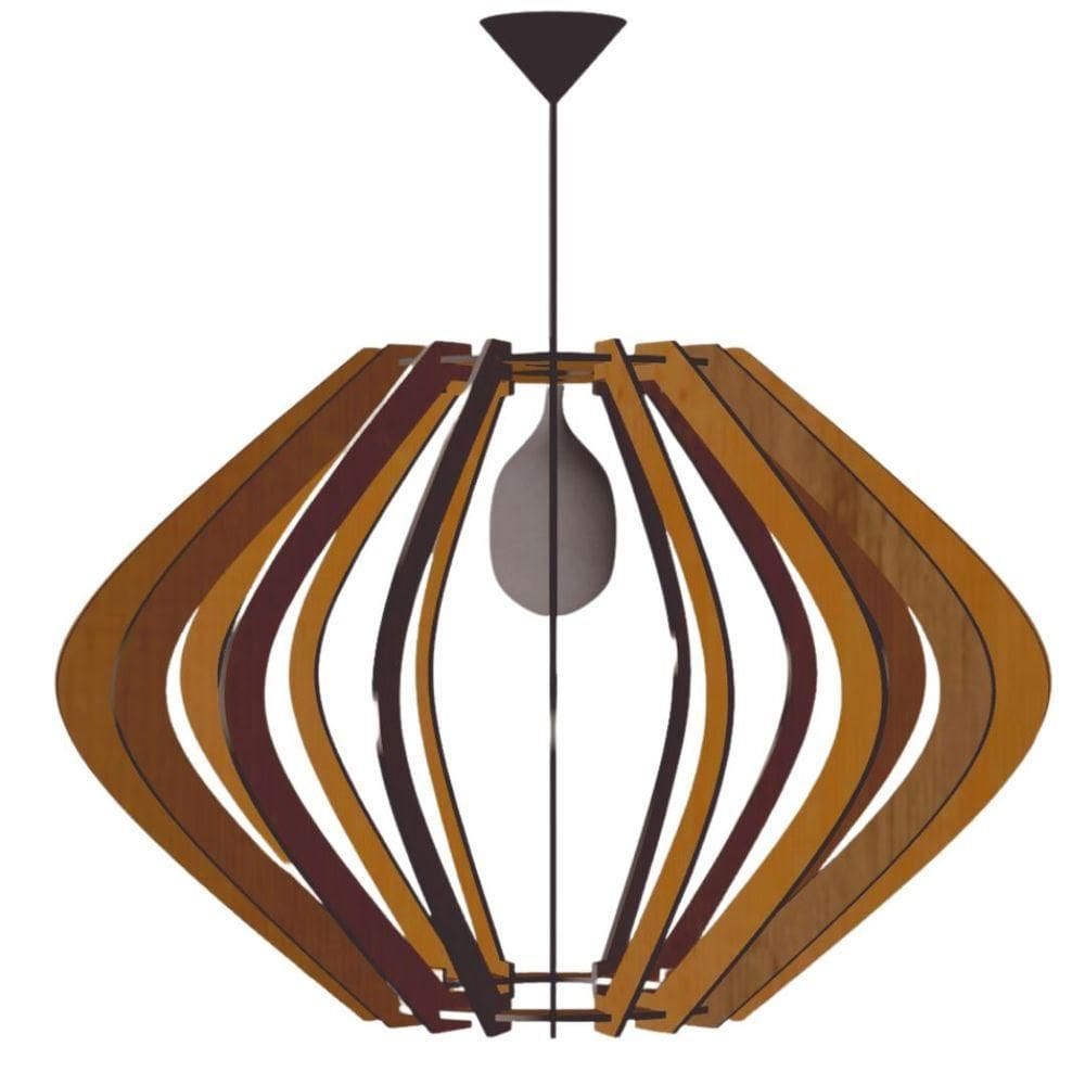 Luminária Teto Tipo Pendente Parentesis Mdf Completa - Cor:marrom