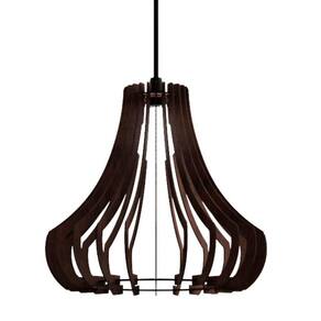 Luminária Teto Tipo Pendente Gancho Mdf Completa - Cor:marrom