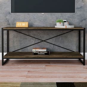 Rack para TV Até 50 Polegadas Leader 1 Prateleira Carvalho Dark/Preto - Pnr Móveis