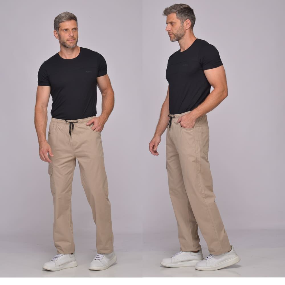 Calça Masculina Sarja  Bege Escuro Macaw 7733