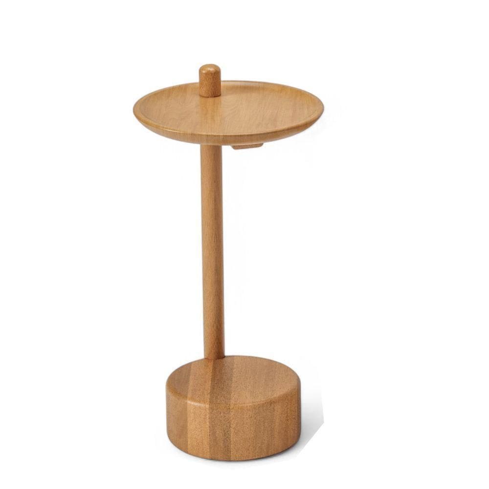 Mesa De Canto Redonda De Madeira Teka Medida Altura: 50cm Cor Champagne