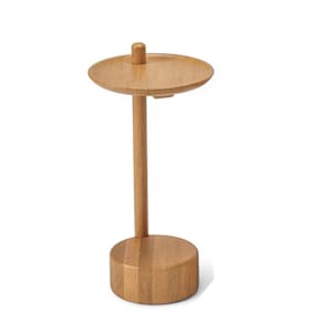 Mesa De Canto Redonda De Madeira Teka Medida Altura: 50cm Cor Champagne