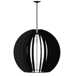 Luminária Teto Tipo Pendente Cupula Mdf Completa - Cor:preta