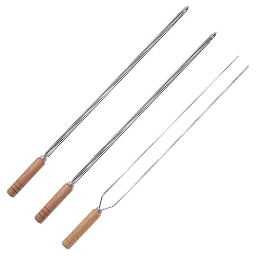 Kit 3 Espetos Para Churrasco 85cm Aço Inox Kort