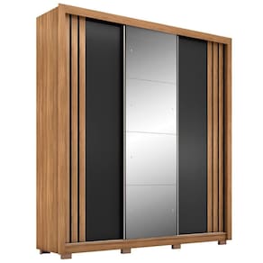 Guarda Roupa Casal 210cm Com Espelho Moly D02 Nude-preto - Mpozenato
