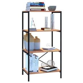 Estante Livreiro Baixa Multiuso 60cm 4 Prateleiras Padova Demolição-preto - Artefamol