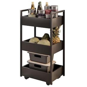 Carrinho Organizador Fruteira 3 Prateleiras Industrial Liss M24 Preto-preto - Mpozenato