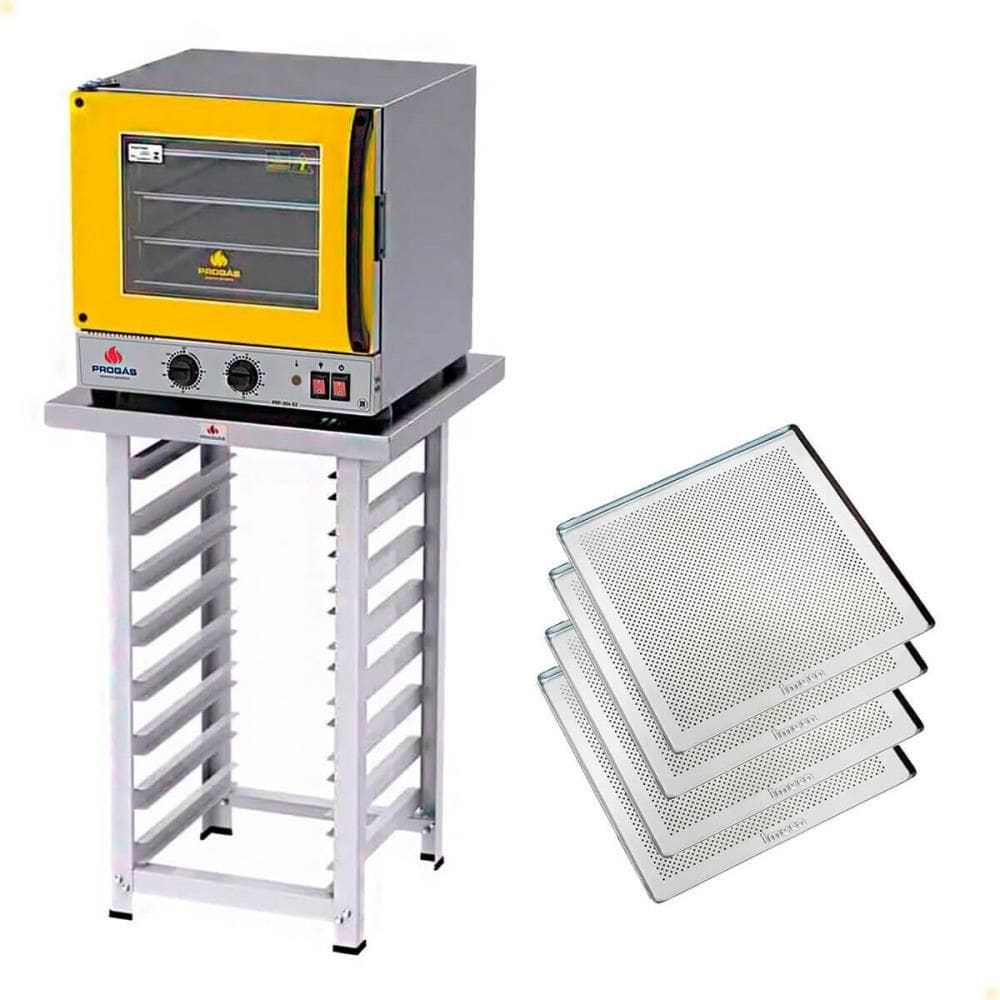 Kit Forno Elétrico Progás Turbo Fast Oven 127V Com Mesa PRP-004 G2 E 4 Bandejas Imeca