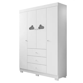 Guarda Roupa Infantil 4 Portas E 3 Gavetas Ane Branco - Phoenix