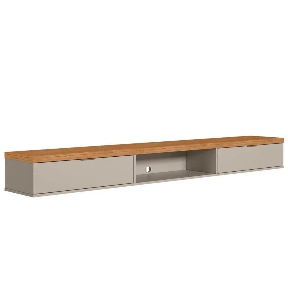 Bancada Suspensa Rack Para Sala 218cm L06 Nature-off White - Mpozenato