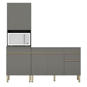 Paneleiro E Balcão Gabinete Sem Tampo 120cm Lina K02 Gris - Mpozenato